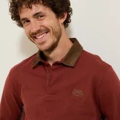 Hot Polo lange mouwen in piquékatoen, fluwelen kraag Polo