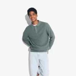 Best Polo met knopen in textuurstof Trui