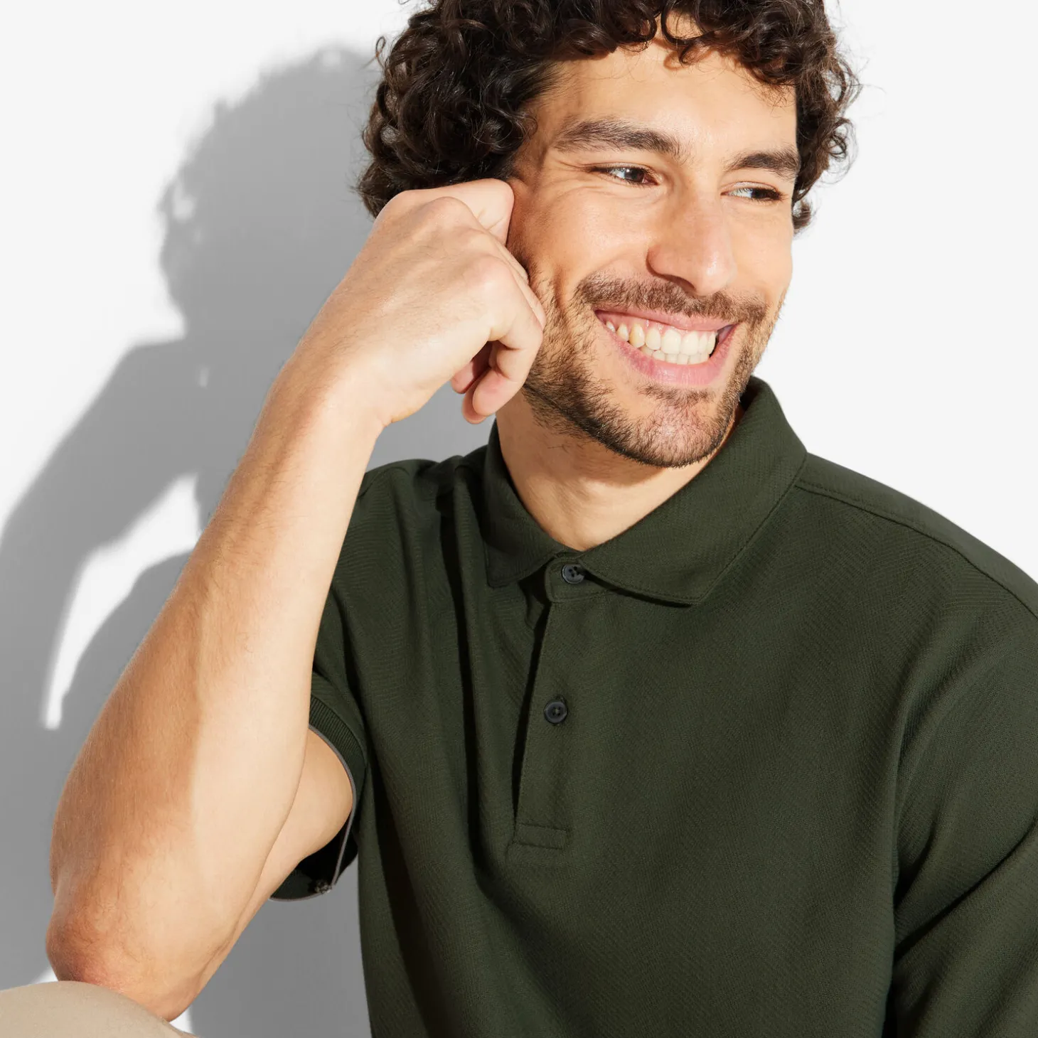 Fashion Polo met korte mouwen, visgraatmotief en Italiaans Polo