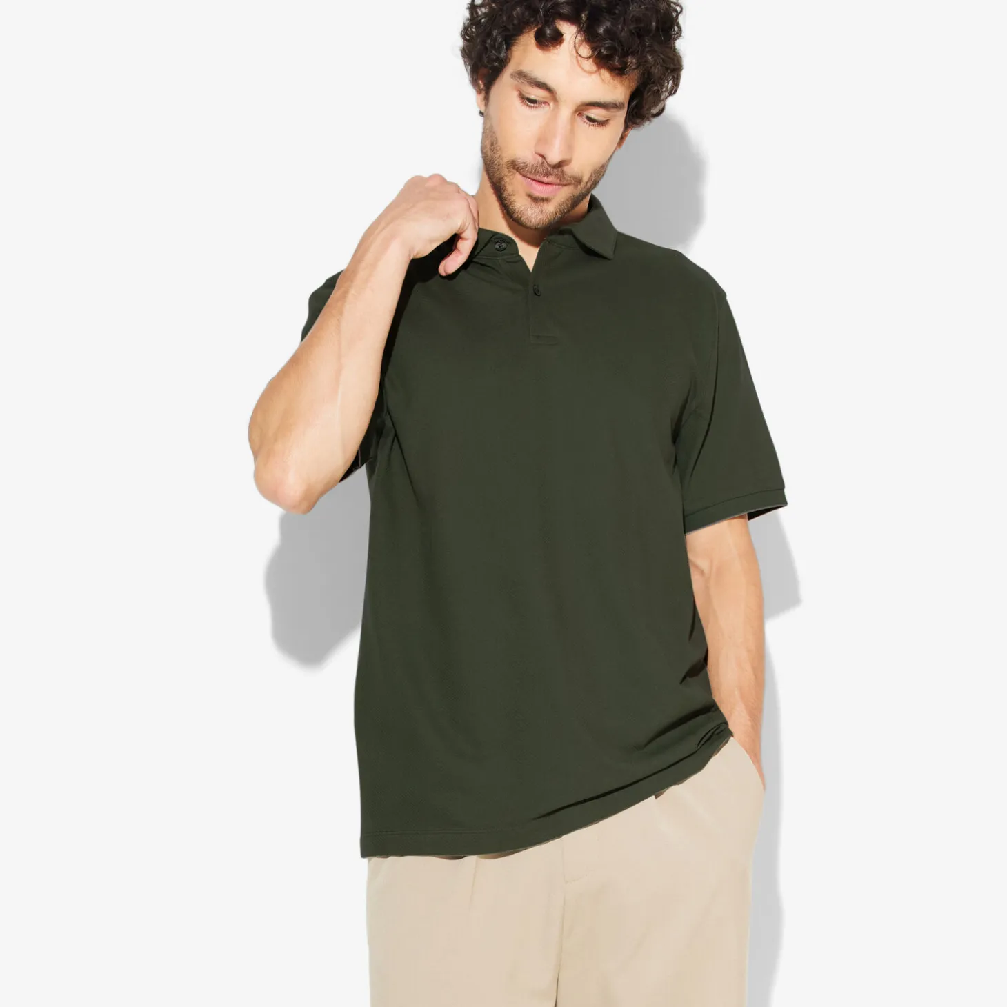 Fashion Polo met korte mouwen, visgraatmotief en Italiaans Polo