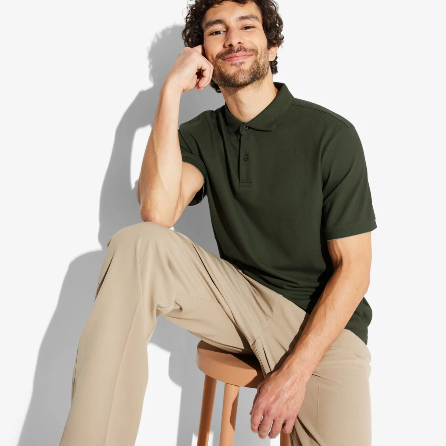 Fashion Polo met korte mouwen, visgraatmotief en Italiaans Polo