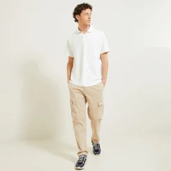 Fashion Polo met korte mouwen, visgraatmotief en Italiaans Polo