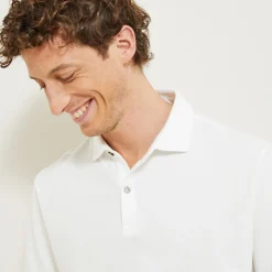 Fashion Polo met korte mouwen, visgraatmotief en Italiaans Polo