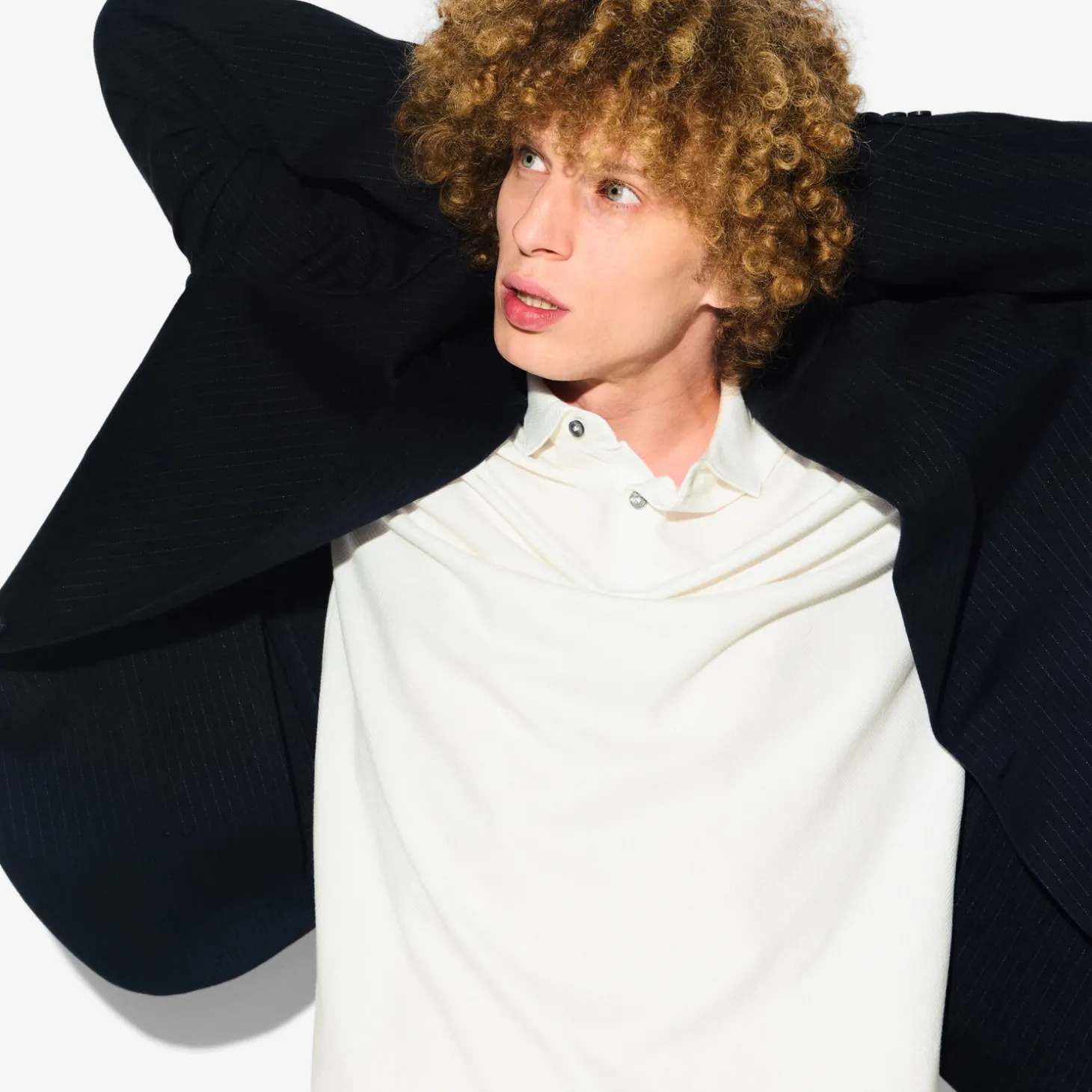 Fashion Polo met korte mouwen, visgraatmotief en Italiaans Polo