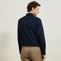 New Regular effen hemd in biokatoen Formele Overhemden|Overhemd