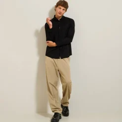 New Regular effen hemd in biokatoen Formele Overhemden|Overhemd