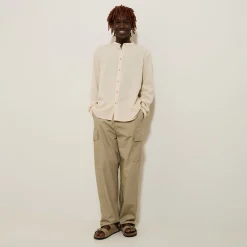 Shop Regular effen hemd in gekreukte stof van katoen en Overhemd