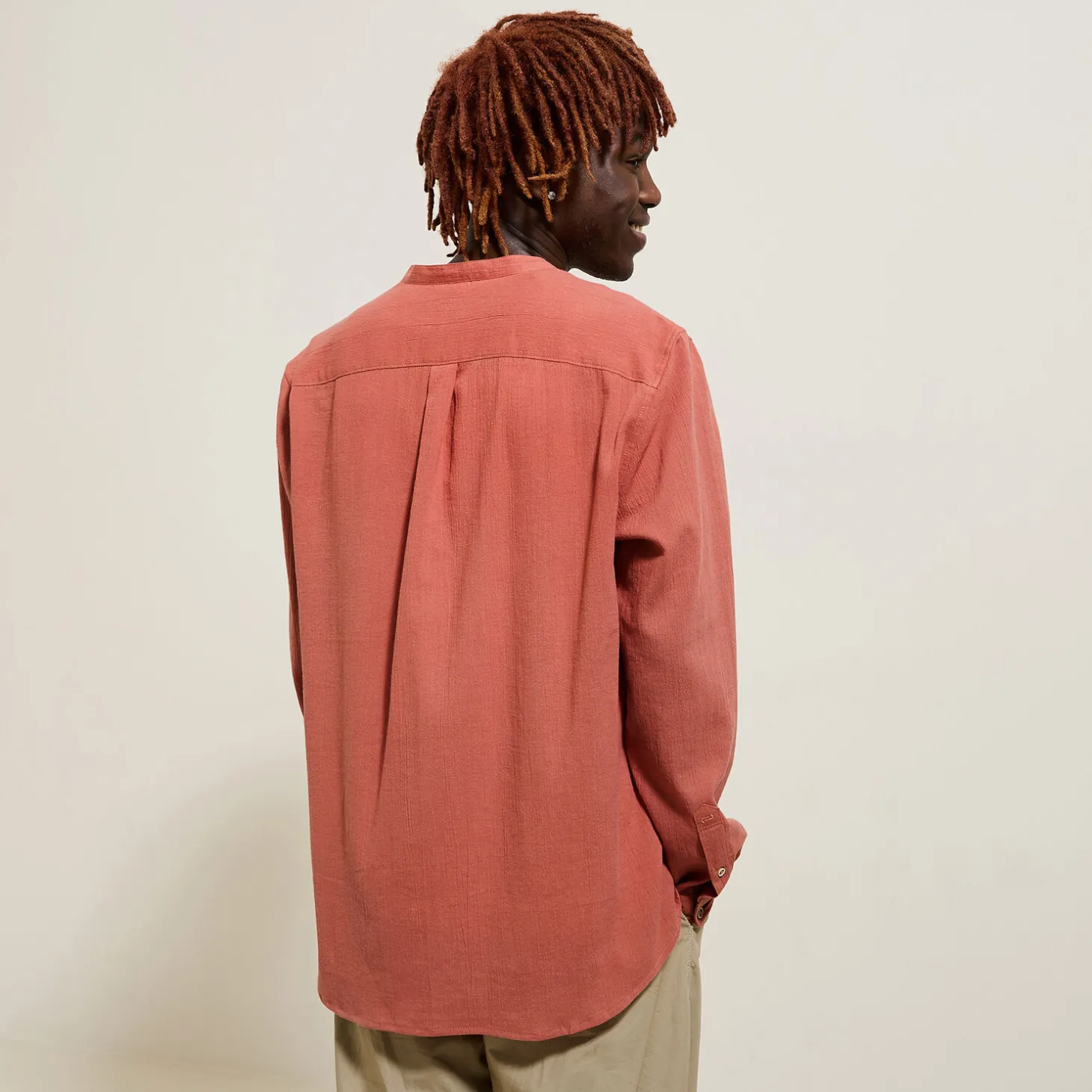 Cheap Regular effen hemd in gekreukte stof van katoen en Overhemd