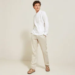 Outlet Regular effen hemd in gerecycled getextureerd kato Overhemd