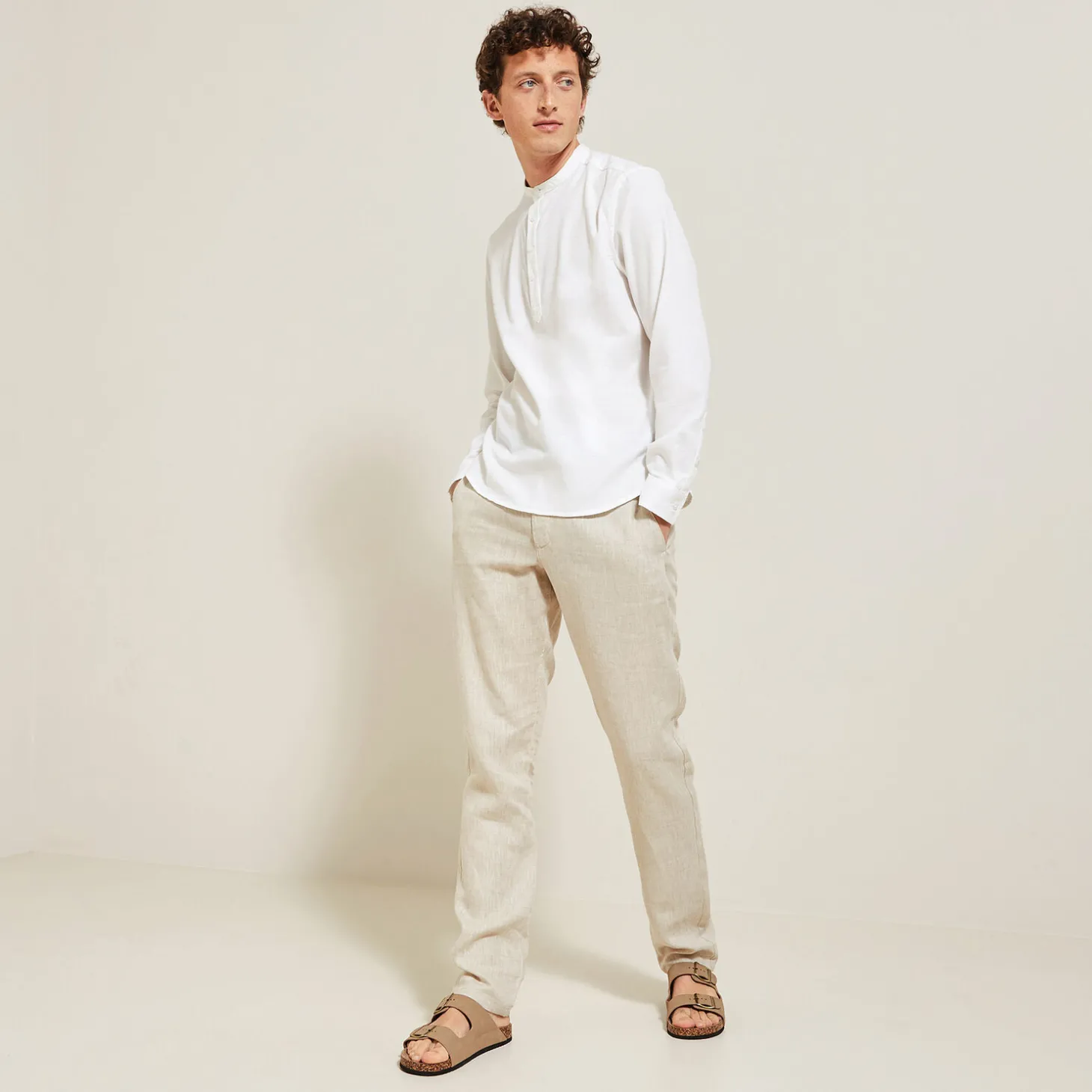 Outlet Regular effen hemd in gerecycled getextureerd kato Overhemd