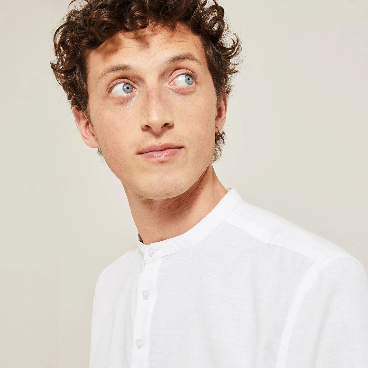 Outlet Regular effen hemd in gerecycled getextureerd kato Overhemd