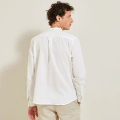 Outlet Regular effen hemd in gerecycled getextureerd kato Overhemd