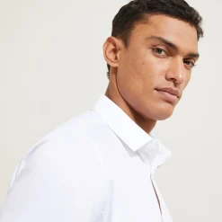 Best Regular effen hemd in katoen, nylon en elastaan Formele Overhemden|Overhemd