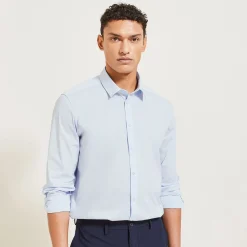 Flash Sale Regular effen hemd in katoen, nylon en elastaan Formele Overhemden|Overhemd
