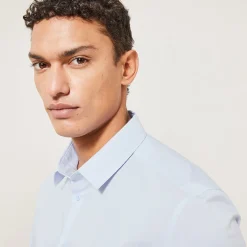 Flash Sale Regular effen hemd in katoen, nylon en elastaan Formele Overhemden|Overhemd