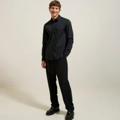 Discount Regular effen hemd in katoen, nylon en elastaan Formele Overhemden|Overhemd