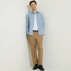 Flash Sale Regular effen hemd in katoen en linnen Overhemd