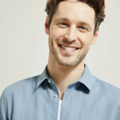 Flash Sale Regular effen hemd in katoen en linnen Overhemd