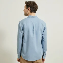 Flash Sale Regular effen hemd in katoen en linnen Overhemd