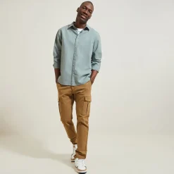 Store Regular effen hemd in katoen en linnen Overhemd