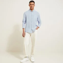 Cheap Regular effen hemd in linnen Overhemd