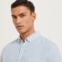 Cheap Regular effen hemd in linnen Overhemd