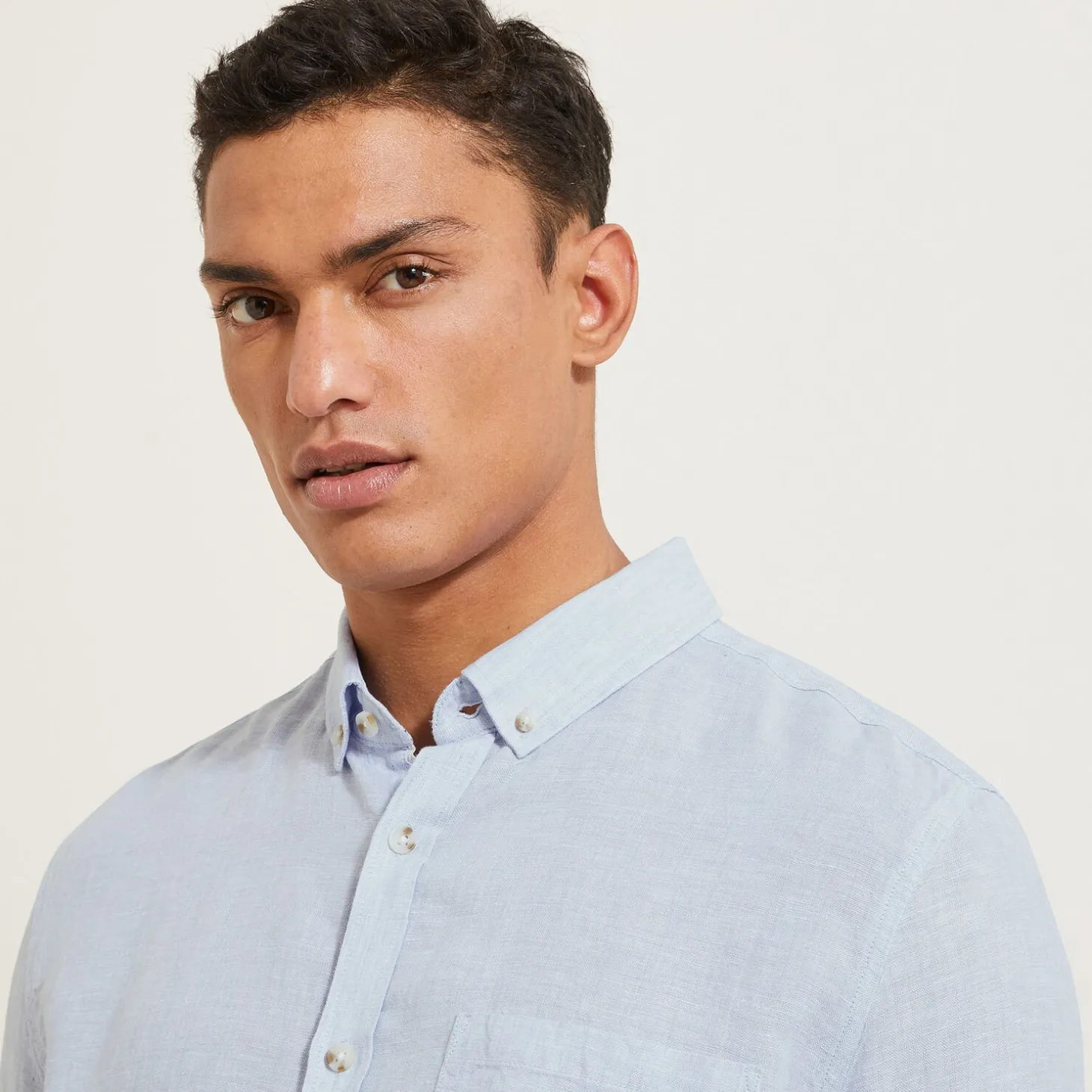 Cheap Regular effen hemd in linnen Overhemd