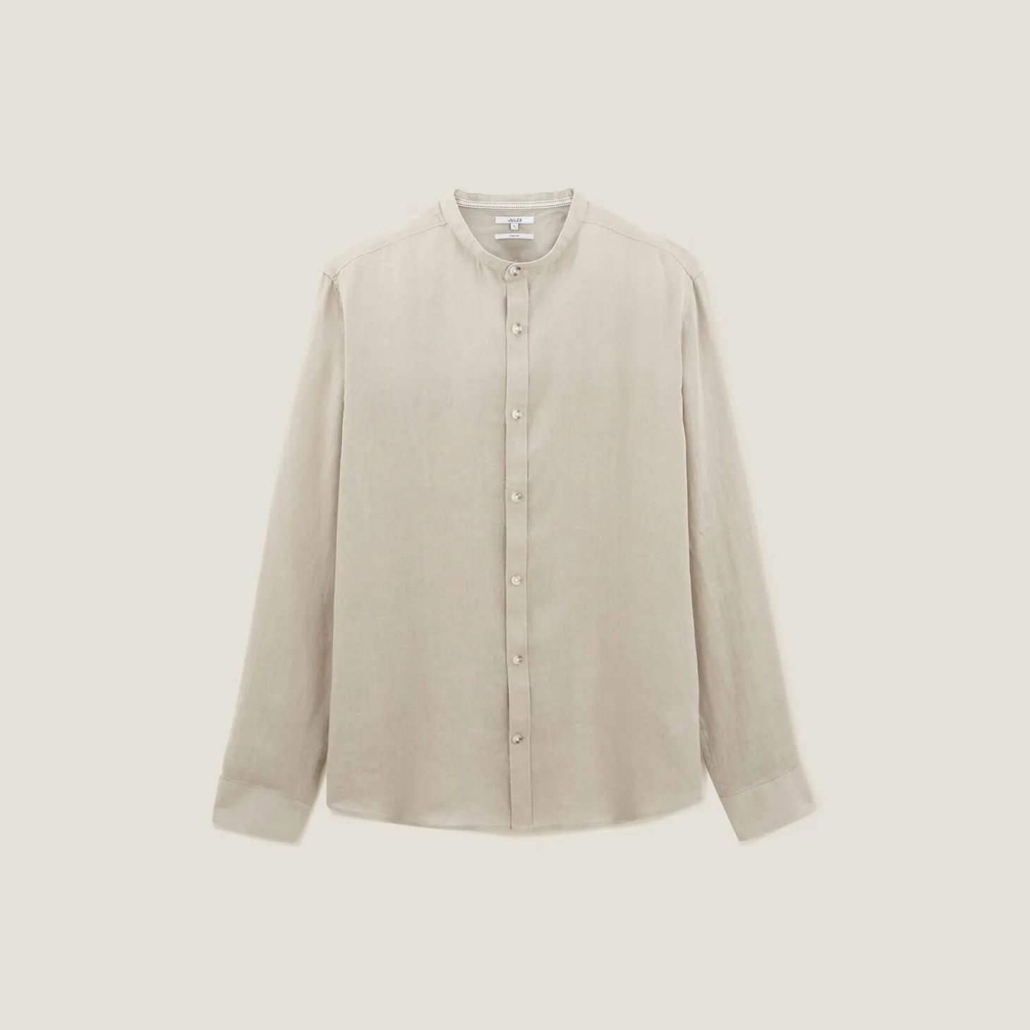 Cheap Regular effen hemd in linnen met mao-kraag Overhemd