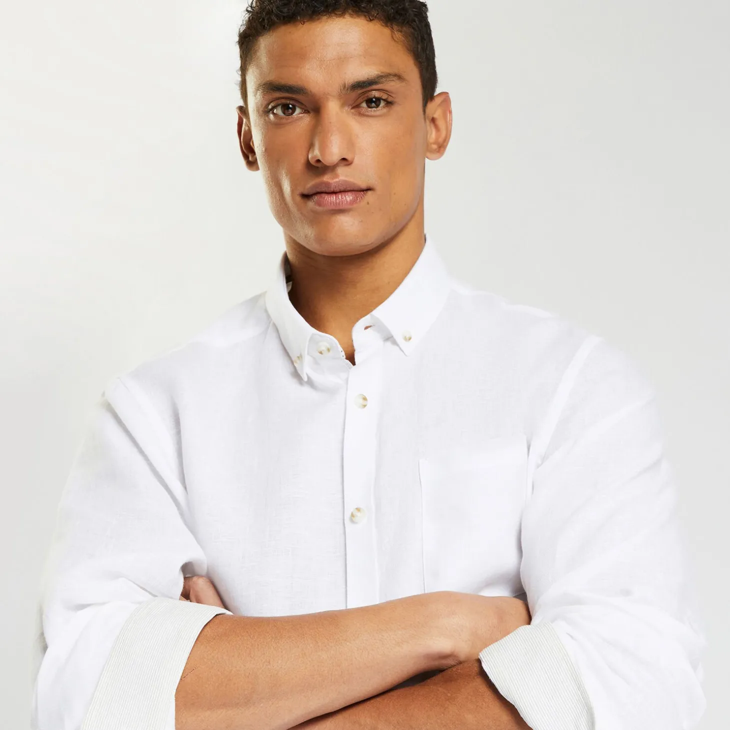 Cheap Regular effen hemd in linnen Overhemd