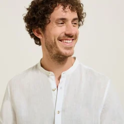 Sale Regular effen hemd in linnen met mao-kraag Overhemd