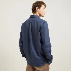 Sale Regular effen hemd in linnen Overhemd