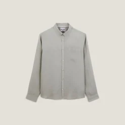 New Regular effen hemd in linnen Overhemd