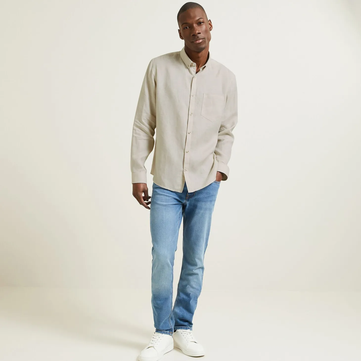 Cheap Regular effen hemd in linnen Overhemd