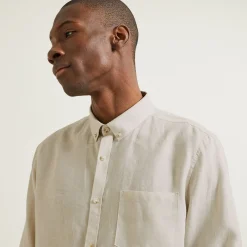 Cheap Regular effen hemd in linnen Overhemd