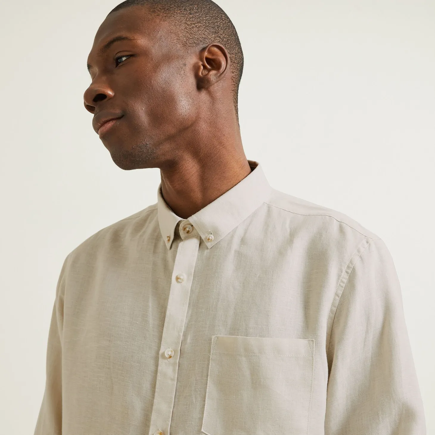 Cheap Regular effen hemd in linnen Overhemd