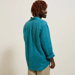 Discount Regular effen hemd in linnen Overhemd