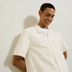 Shop Regular effen hemdje met ajourborduursel Overhemd