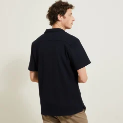 Shop Regular effen katoenen hemdje met wafeleffect Overhemd