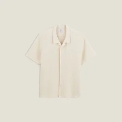 Discount Regular effen katoenen hemdje met wafeleffect Overhemd