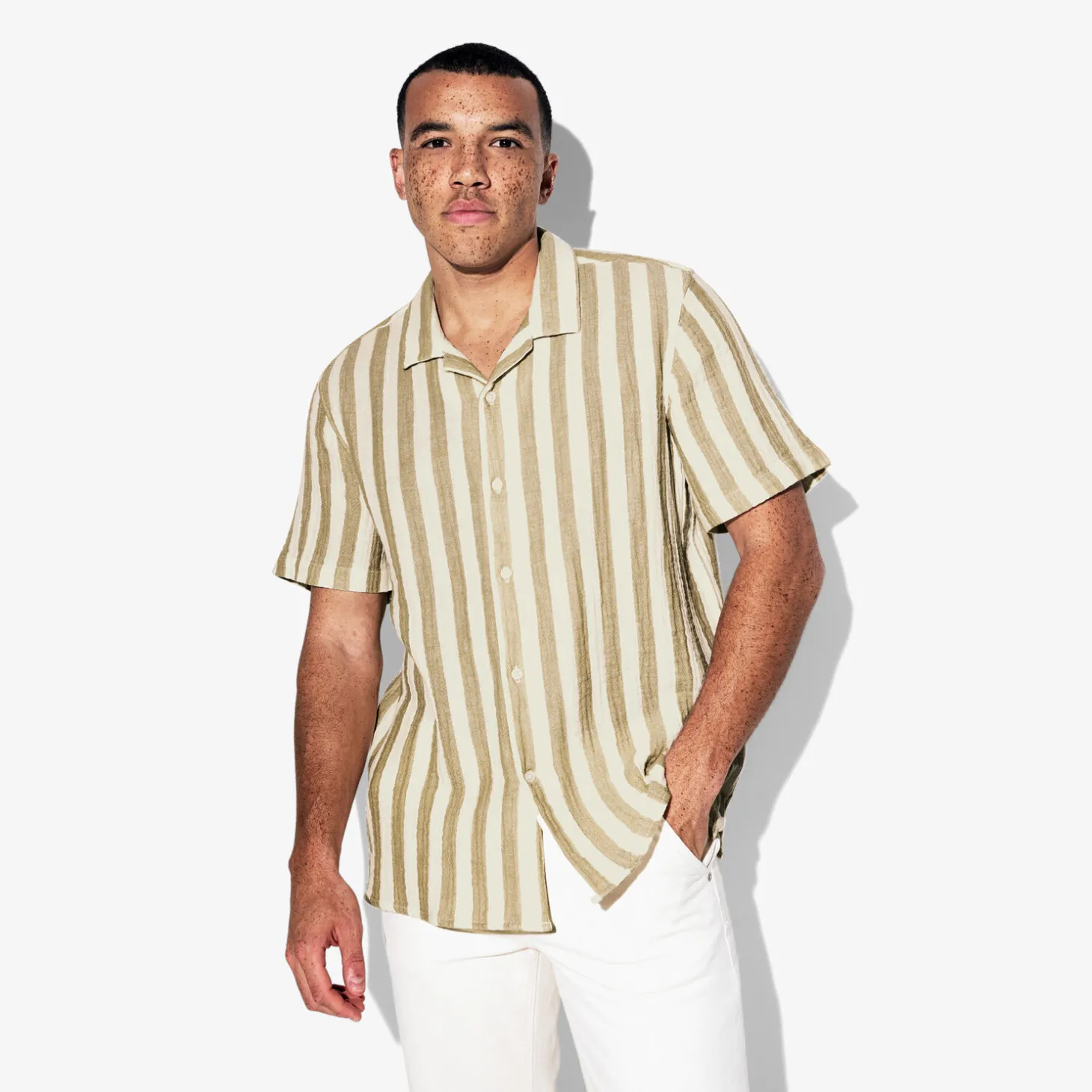 Store Regular fit gestreept overhemd met korte mouw van Overhemd