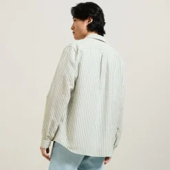 Clearance Regular gestreept hemd in katoen en linnen Overhemd