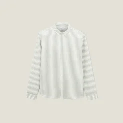 Clearance Regular gestreept hemd in katoen en linnen Overhemd