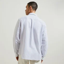 Sale Regular gestreept hemd in katoen en linnen Overhemd