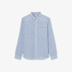Sale Regular gestreept hemd in katoen en linnen Overhemd