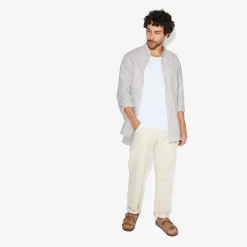 Fashion Regular gestreept hemd in katoen en linnen Overhemd