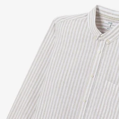 Fashion Regular gestreept hemd in katoen en linnen Overhemd