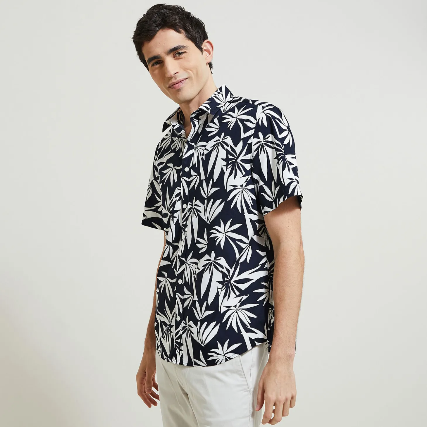 Cheap Regular hawaïhemdje met bloemenprint in biokatoen Overhemd