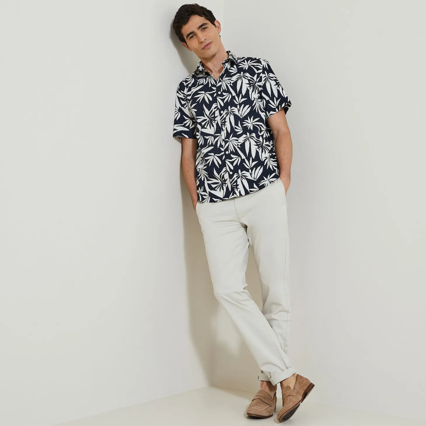 Cheap Regular hawaïhemdje met bloemenprint in biokatoen Overhemd