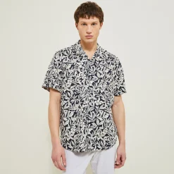 Fashion Regular hemdje met print in katoen en linnen Overhemd