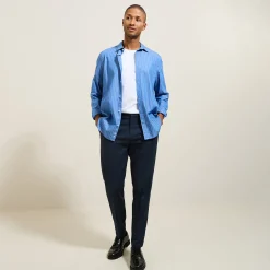 Online Relax chinobroek met plooien en visgraatmotief Broek